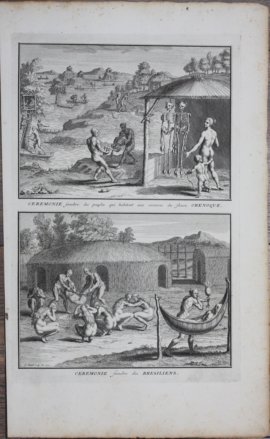 Bernard Picart. Funeral ceremonies in Orinoco and Brazil. Engraving. 1721.