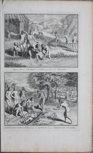 Load image into Gallery viewer, Bernard Picart. Treatment of the sick and burying the dead savages in Venezuela. Engraving. 1723.
