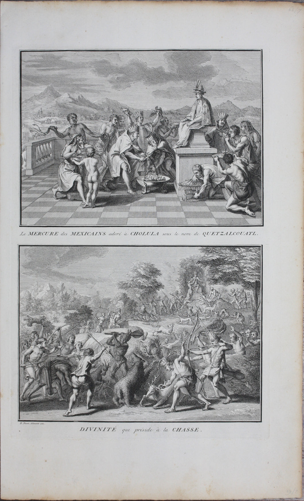 Bernard Picart. Mexican gods. Engraving. 1722.