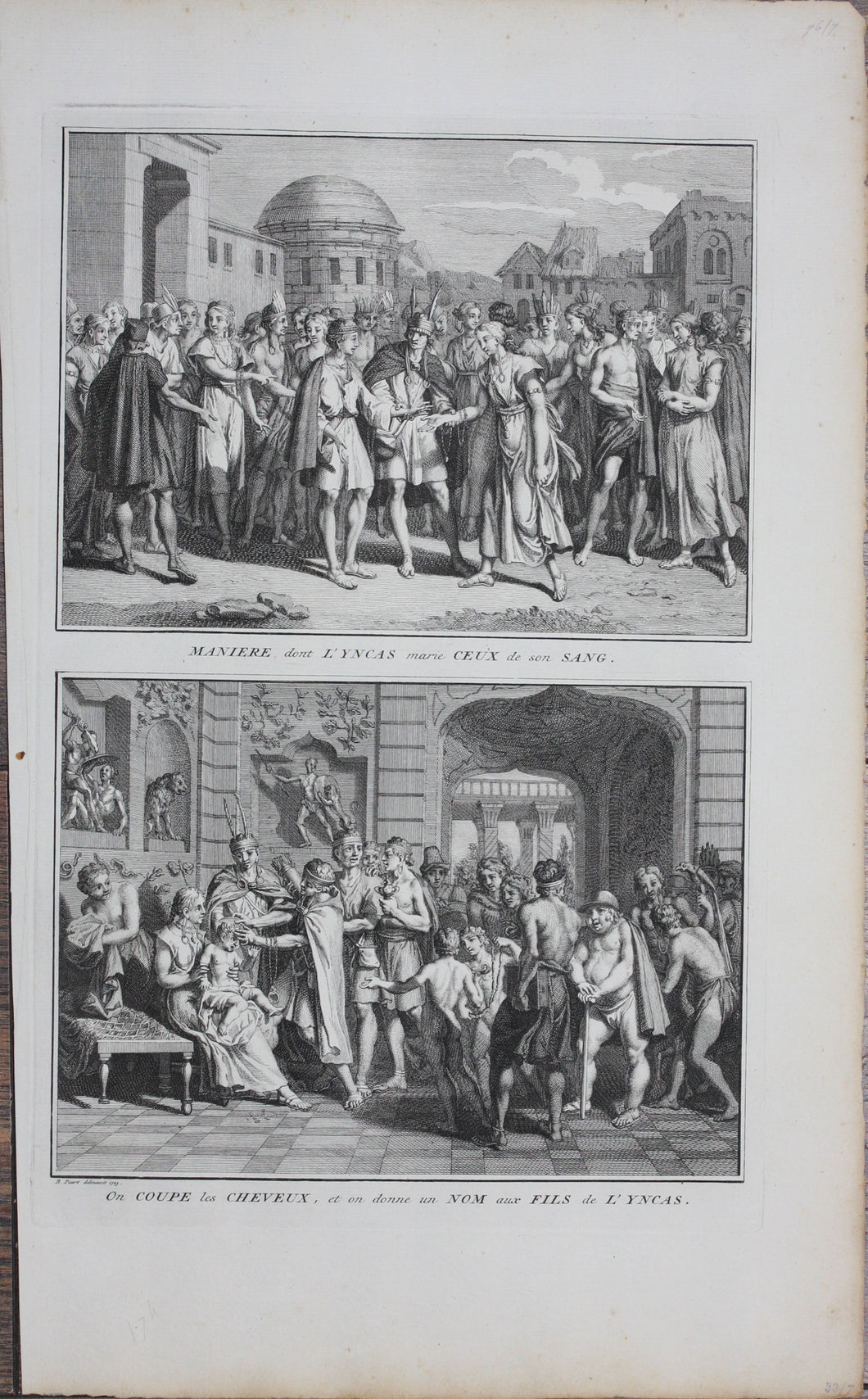 Bernard Picart. The Incas wedding traditions. Engraving. 1723.
