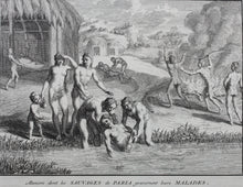 Load image into Gallery viewer, Bernard Picart. Treatment of the sick and burying the dead savages in Venezuela. Engraving. 1723.
