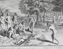 Load image into Gallery viewer, Bernard Picart. Treatment of the sick and burying the dead savages in Venezuela. Engraving. 1723.
