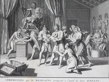 Load image into Gallery viewer, Bernard Picart. Marriage and regards of infants in Mexico. Engraving. 1723.
