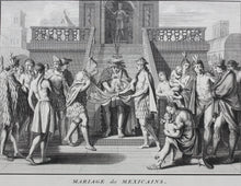 Load image into Gallery viewer, Bernard Picart. Marriage and regards of infants in Mexico. Engraving. 1723.
