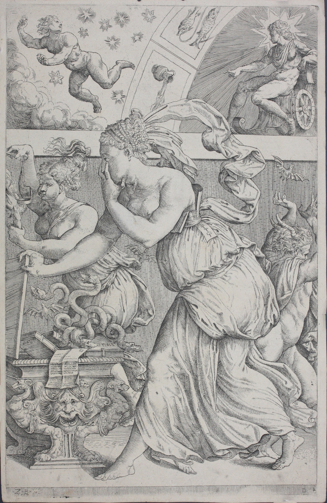 Monogrammist ZBM. Pandora's box. Engraving. 1557.