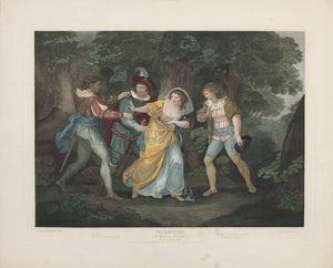 Angelica Kauffman, after. Shakespeare. Two Gentlemen of Verona. Act V. Sc. III. Engraved by Luigi Schiavonetti. Hand-colored. 1792.