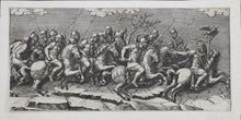 Load image into Gallery viewer, Giulio Romano, after. A Procession of Roman Horsemen. Engraved by Diana Scultori. 1575.

