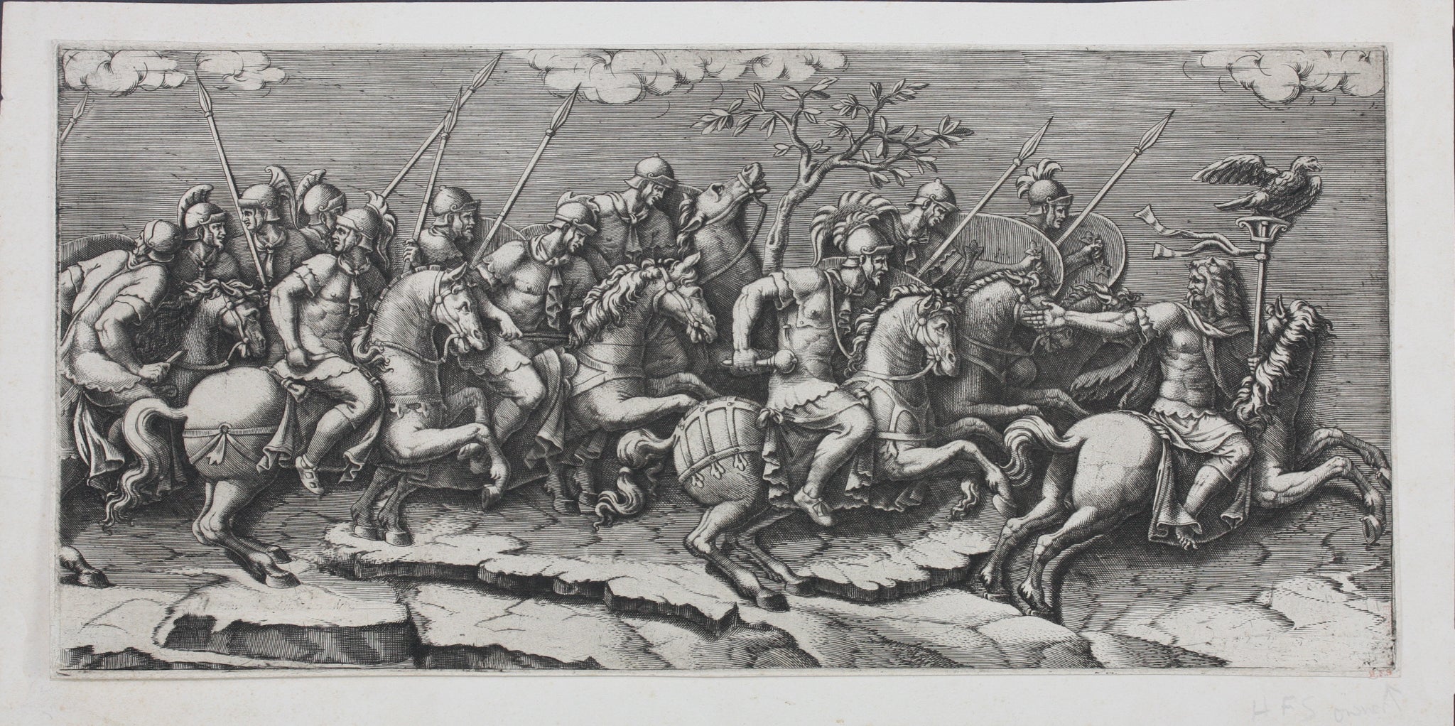 Giulio Romano, after. A Procession of Roman Horsemen. Engraved by
