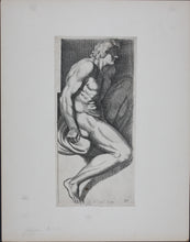 Load image into Gallery viewer, Annibale Carracci, after. An Ignudo. Etching by Carlo Cesi. 1657.
