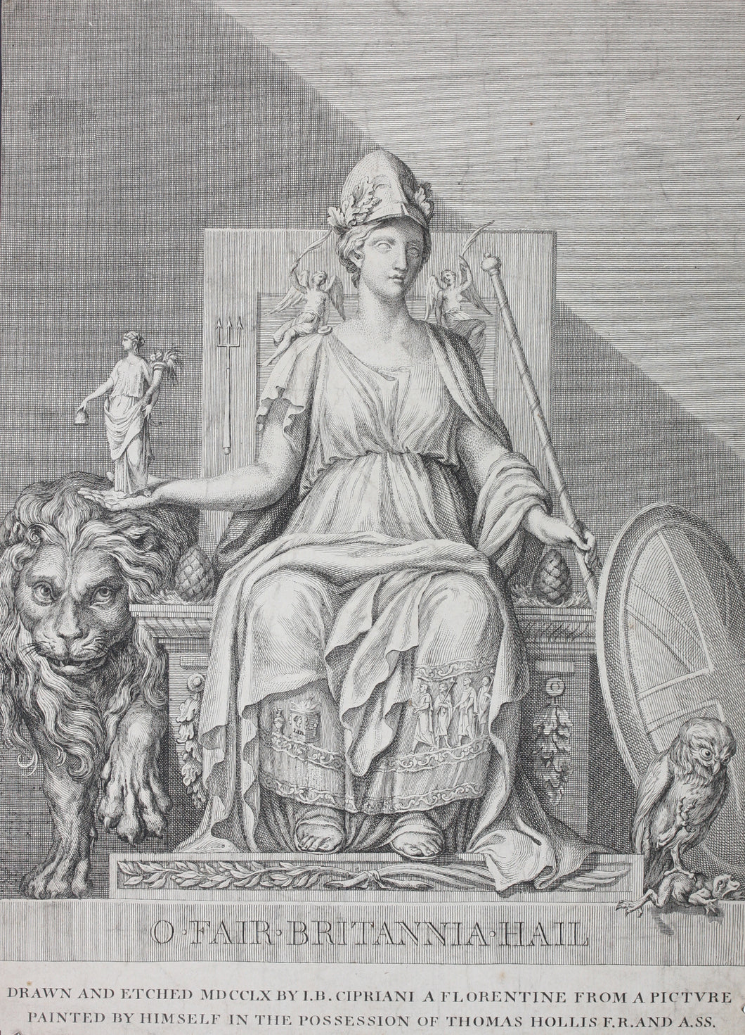 Giovanni Battista Cipriani. O, Fair Britannia, Hail. Engraving. 1760.