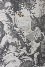 Load image into Gallery viewer, Federico Barocci, after. Rest on the Flight into Egypt. Etching by Raffaello Schiaminossi. 1612.
