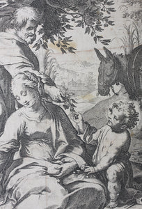 Federico Barocci, after. Rest on the Flight into Egypt. Etching by Raffaello Schiaminossi. 1612.