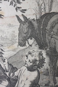 Federico Barocci, after. Rest on the Flight into Egypt. Etching by Raffaello Schiaminossi. 1612.