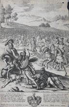Load image into Gallery viewer, Francis Cleyn, after. Camilla slaying Aunus. Etching by Wenceslaus Hollar. 1653- 1698.
