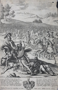 Francis Cleyn, after. Camilla slaying Aunus. Etching by Wenceslaus Hollar. 1653- 1698.