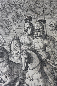 Francis Cleyn, after. Camilla slaying Aunus. Etching by Wenceslaus Hollar. 1653- 1698.