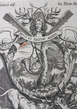 Load image into Gallery viewer, Johann Ulrich Kraus. A chasing horn. Engraving. C. 1690.
