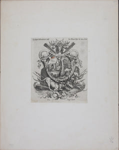 Johann Ulrich Kraus. A chasing horn. Engraving. C. 1690.