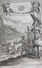 Load image into Gallery viewer, G. Freman, after. Gideon Soldiers. The defeat of the Midianites. Double-sided engraving by Jan Kip and Frederick Hendrik Van Hove. 1688-1690..
