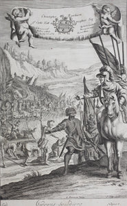G. Freman, after. Gideon Soldiers. The defeat of the Midianites. Double-sided engraving by Jan Kip and Frederick Hendrik Van Hove. 1688-1690..