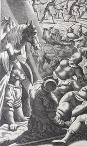 G. Freman, after. Gideon Soldiers. The defeat of the Midianites. Double-sided engraving by Jan Kip and Frederick Hendrik Van Hove. 1688-1690..
