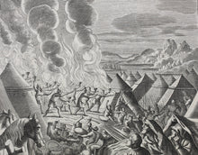 Load image into Gallery viewer, G. Freman, after. Gideon Soldiers. The defeat of the Midianites. Double-sided engraving by Jan Kip and Frederick Hendrik Van Hove. 1688-1690..
