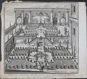 Tobias Gabriel Beckh. View of Hanging Gardens in Passau. Engraving. 1708.