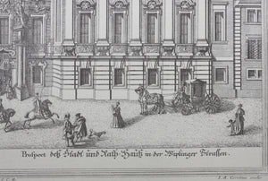 Salomon Kleiner, after. View of the Civil Court in Wiplingerian street. Engraving by Johann August Corvinus. 1725.