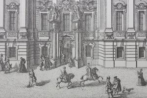 Salomon Kleiner, after. View of the Civil Court in Wiplingerian street. Engraving by Johann August Corvinus. 1725.