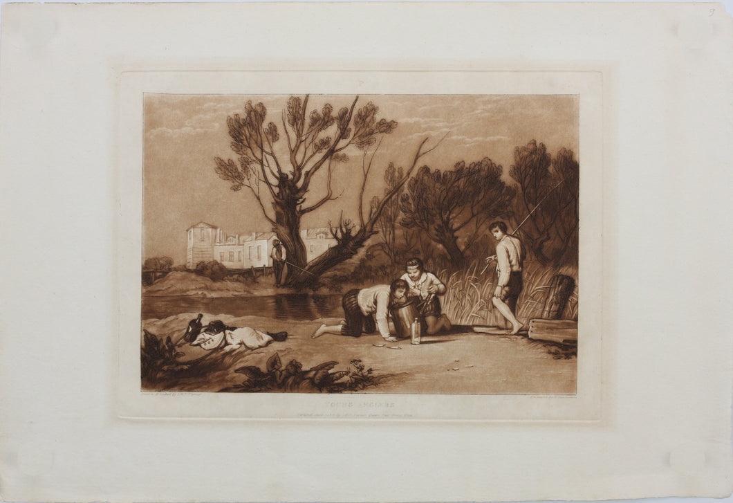 Joseph Mallord William Turner, after. Young Anglers. Engraved by Robert Dunkarton. 1811.