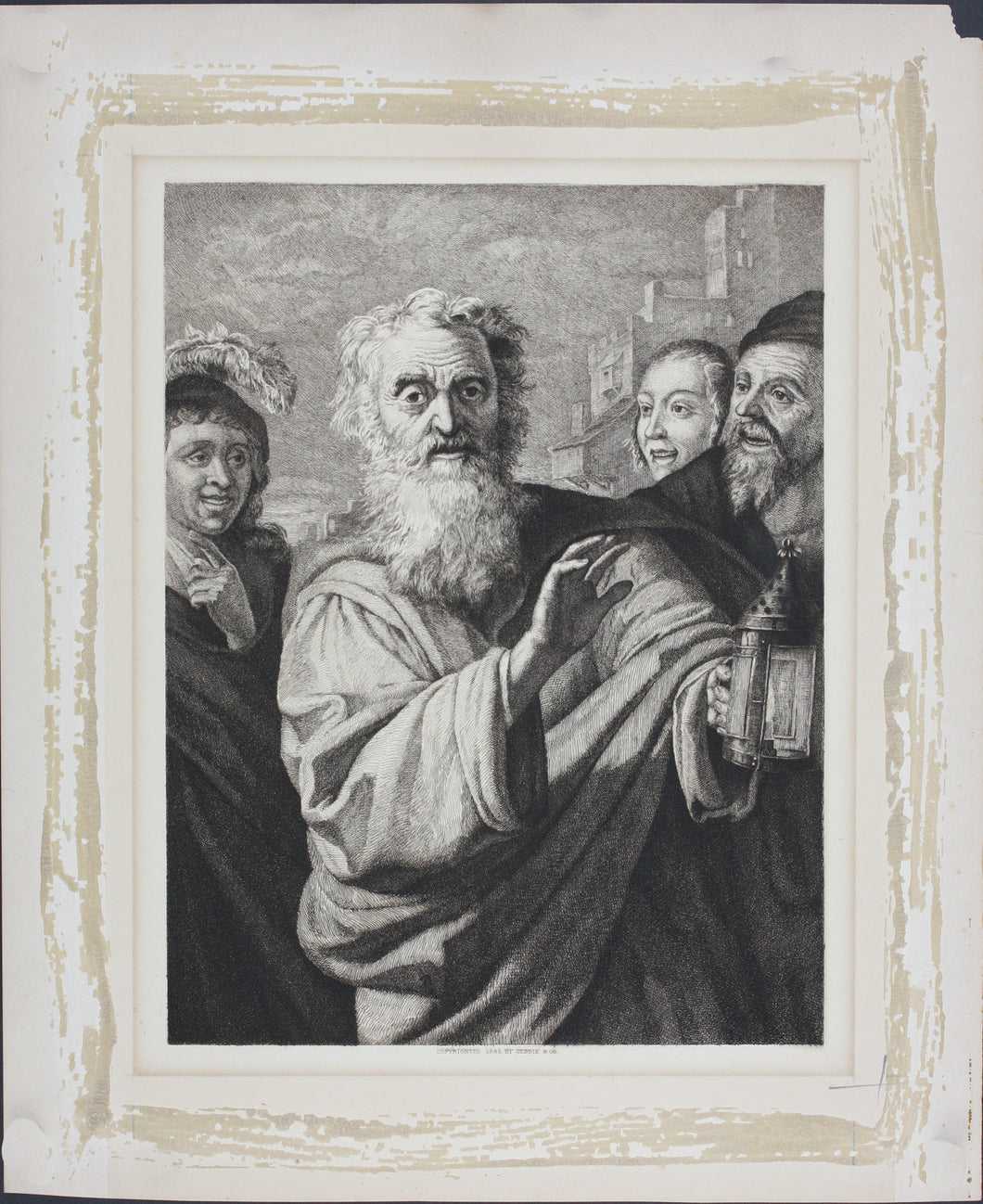 Salvator Rosa, after. William Sharp, after. Diogenes in Search of an Honest Man. Etching by Max Rosenthal. C. 1886.