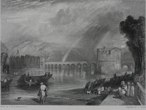 Joseph Mallord William Turner, after. Bridge of Meulan. Engraved by John Cousen. 1835.