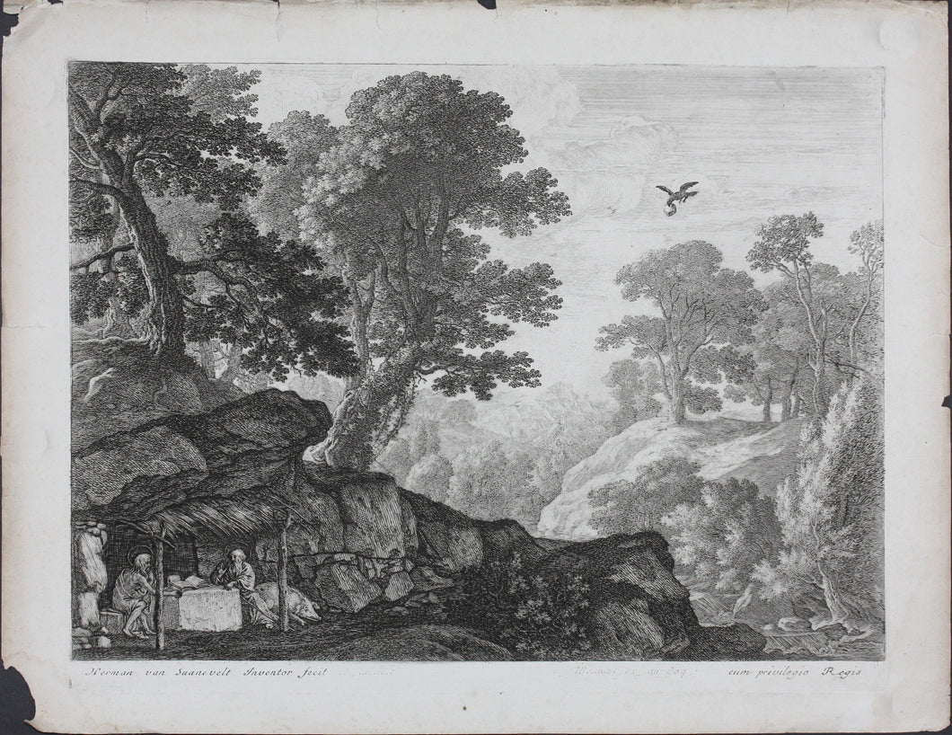 Herman van Swanevelt. St Antony of Egypt visiting St Paul the Hermit. Etching. 1620-1655.