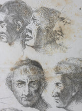 Load image into Gallery viewer, J. Brown, after. 37 heads study. Etching by Chevalier Ignace Joseph de Claussin. 1816.
