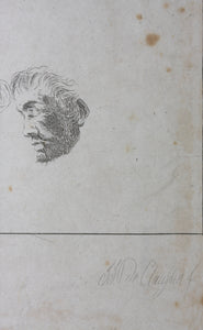 J. Brown, after. 37 heads study. Etching by Chevalier Ignace Joseph de Claussin. 1816.