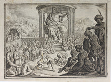 Load image into Gallery viewer, Matthaeus Merian. Olympic games in front of the statue of Zeus in Olympia. Engraving. 1657.
