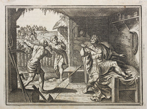 Matthaeus Merian. Nero takes his own life. Engraving. 1657.