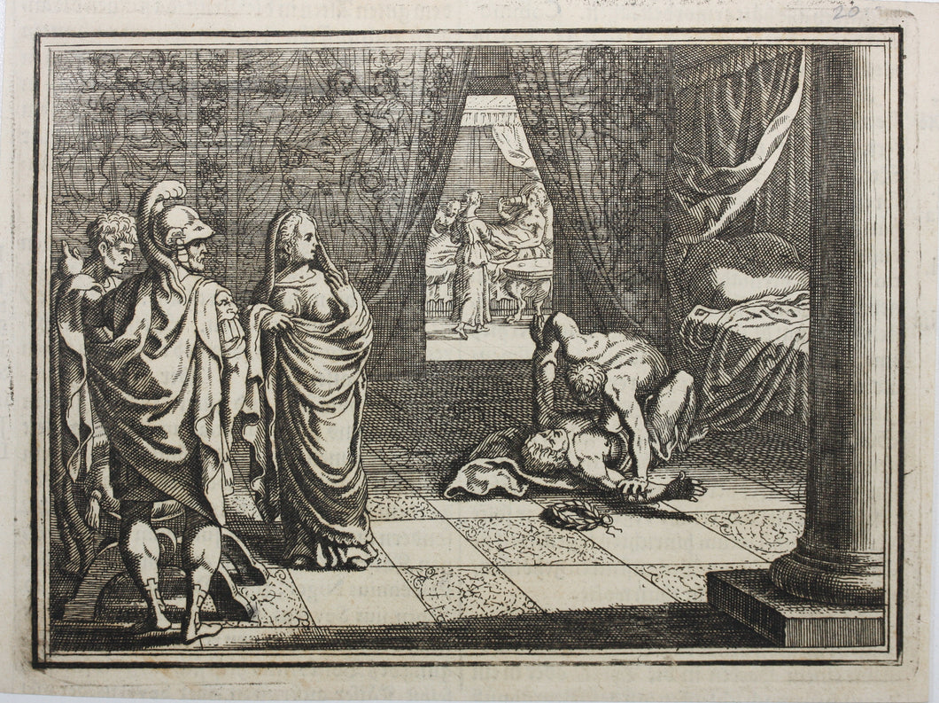 Matthaeus Merian. Commodus is strangled by Narcissus. Engraving. 1657.