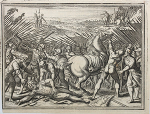 Matthaeus Merian. Death of Theodoric I. Engraving. 1657.