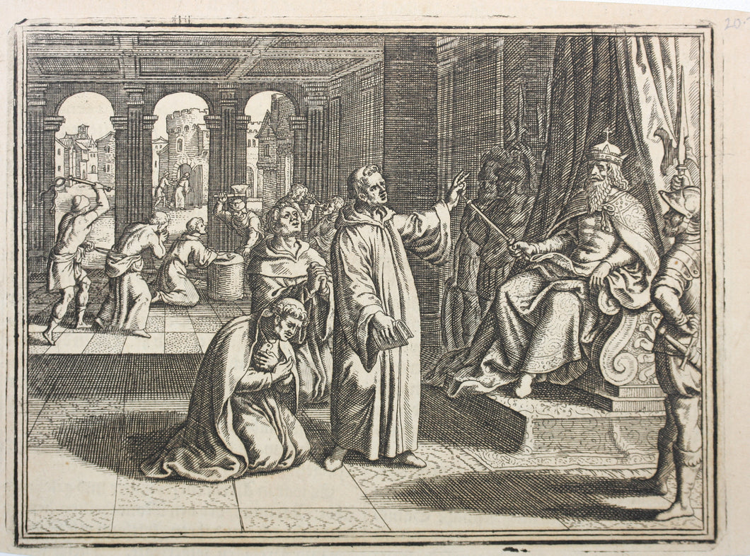 Matthaeus Merian. Punishment of theologian Maximus the Confessor. Engraving. 1657.