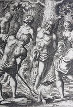 Load image into Gallery viewer, Matthaeus Merian. Burning of Matthias (ben Margalothus) with his companions. Engraving. 1657.
