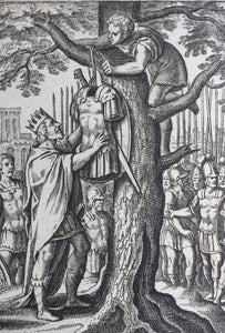 Matthaeus Merian. Romulus Hangs Acron's Armor on the Sacred Oak at the Capitol. Engraving. 1657.