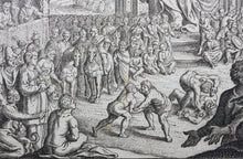 Load image into Gallery viewer, Matthaeus Merian. Olympic games in front of the statue of Zeus in Olympia. Engraving. 1657.
