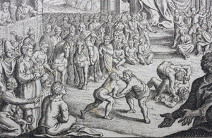 Matthaeus Merian. Olympic games in front of the statue of Zeus in Olympia. Engraving. 1657.