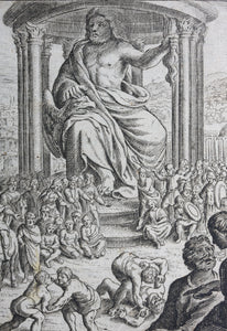 Matthaeus Merian. Olympic games in front of the statue of Zeus in Olympia. Engraving. 1657.