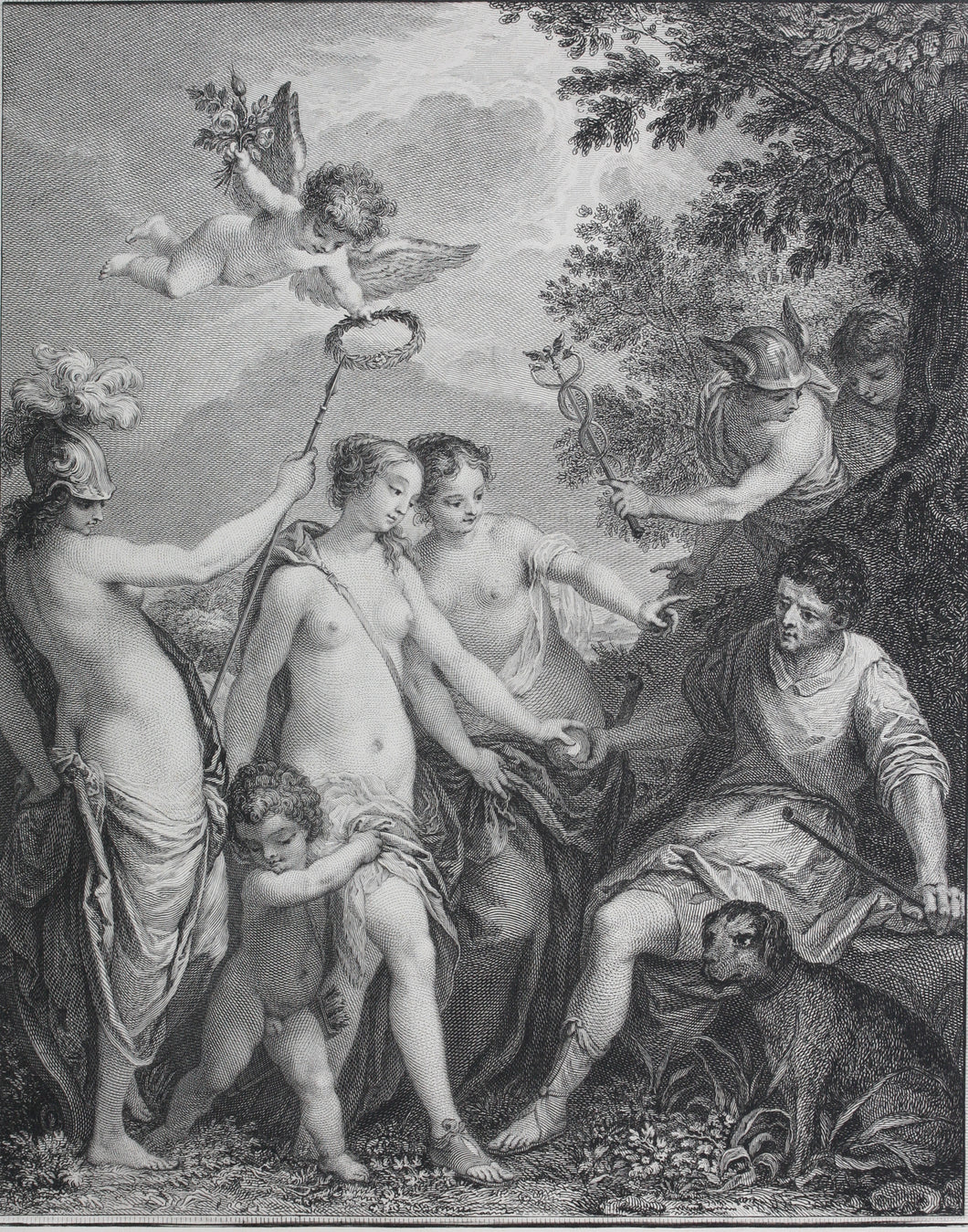 Johann Rottenhammer, after. The Judgement of Paris. Engraving by Pierre Viel. Late XVIII C.