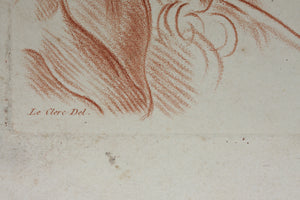Pierre Thomas Le Clerc, after. Two female heads No. 4. Etching by Roubillac. Late XVII C.