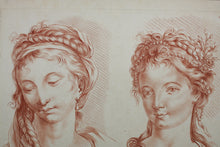 Load image into Gallery viewer, Pierre Thomas Le Clerc, after. Two female heads No. 4. Etching by Roubillac. Late XVII C.
