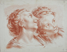 Load image into Gallery viewer, Pierre Thomas Le Clerc, after. Two female heads No. 2. Etching by Roubillac. Late XVII C.
