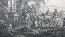 Load image into Gallery viewer, Philips Wouwerman, after. The Fountain of the Hunters. Etching by Jean Moyreau. 1733 - 1734.
